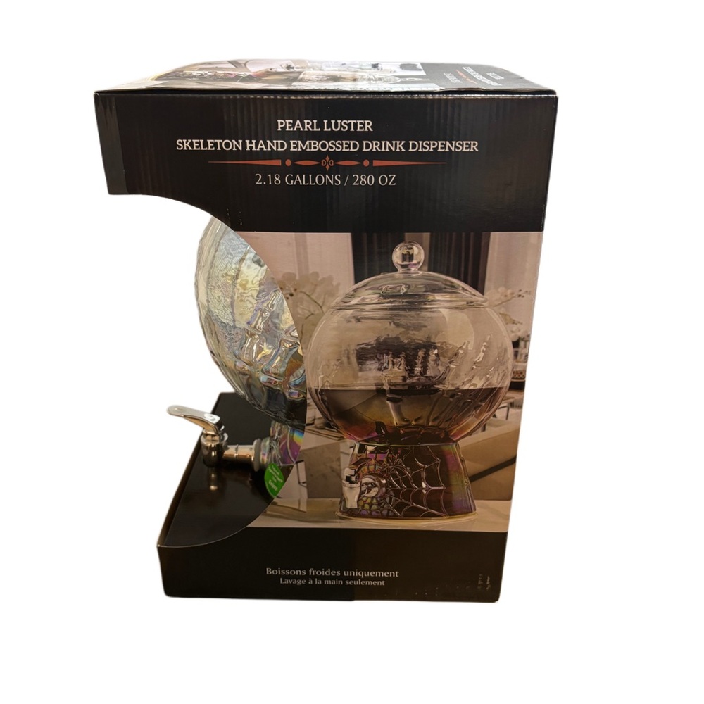 *NEW* Pearl Luster Skeleton Hand Embossed Drink Dispenser - Picture 6 of 6